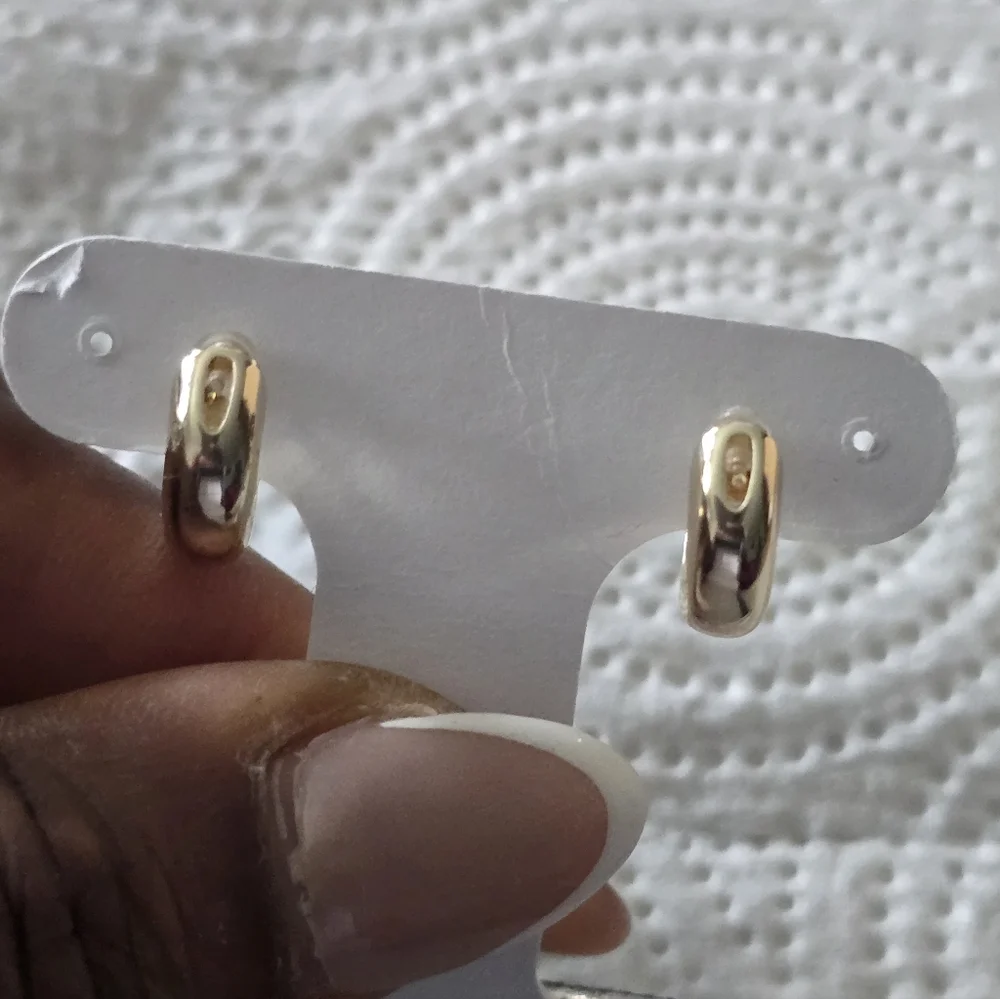 And Now This Hoop Earrings Silver 18k Gold Over Brass Cubic $50 - Picture 6 of 9